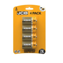 JCB D Super Alkaline, Pack of 4 [up to 7 times more power] 1.5V LR20 MN1300, ideal for everyday hungry devices, long lasting power, anti-leakage tech