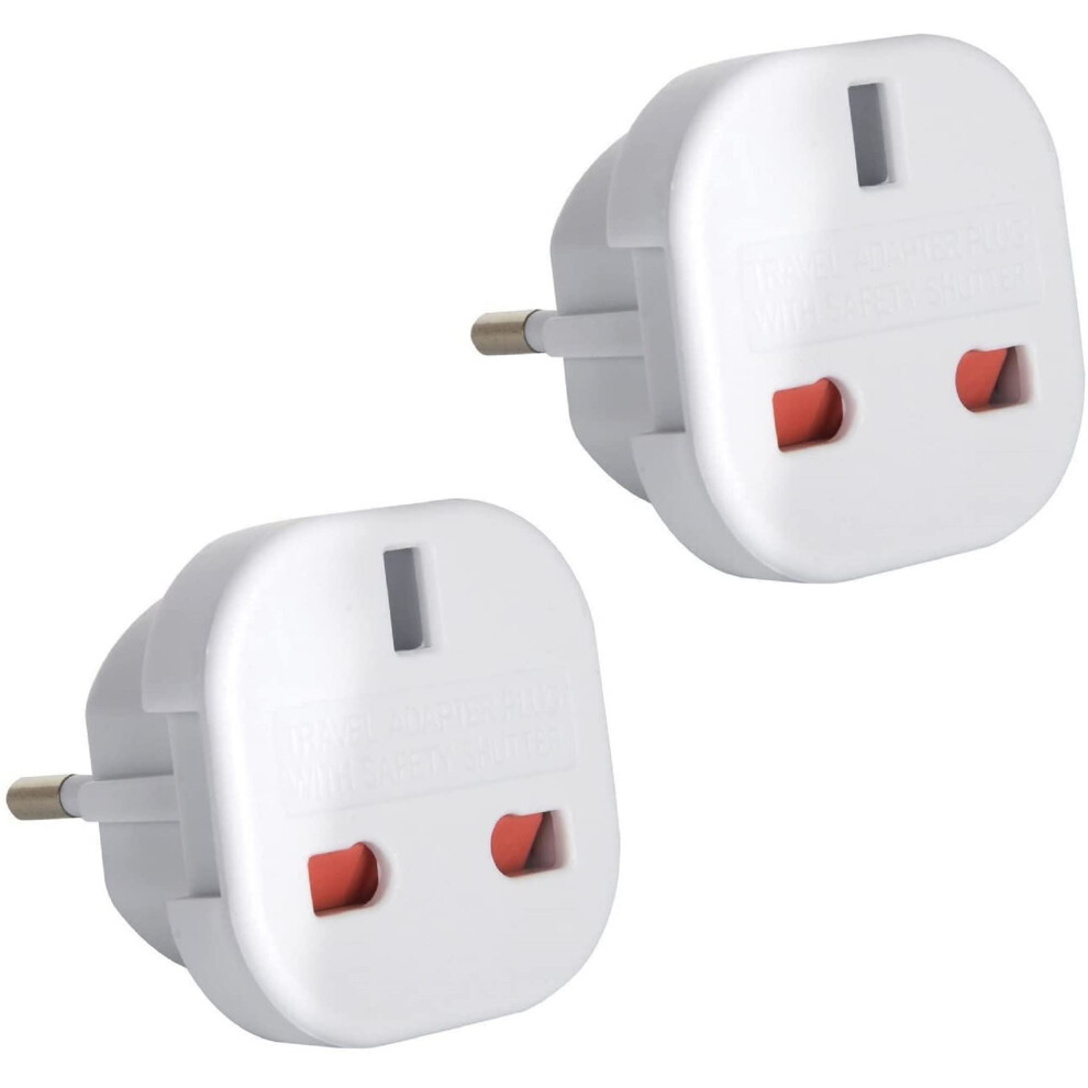 DAPTER 2 Pack White UK to European Plug Adapter | Travel Adapter UK to Europe | Euro Plug Adapter (Type G to C, E, F) | Travel Plugs UK to EU Countri-image-OPC-PMGTPVK-NEW