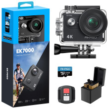 AKASO EK7000 4K30FPS Action Camera with 64GB microSDXC Memory Card - 20MP Ultra HD Underwater Camera 170 Degree Wide Angle Waterproof Camera with Acc