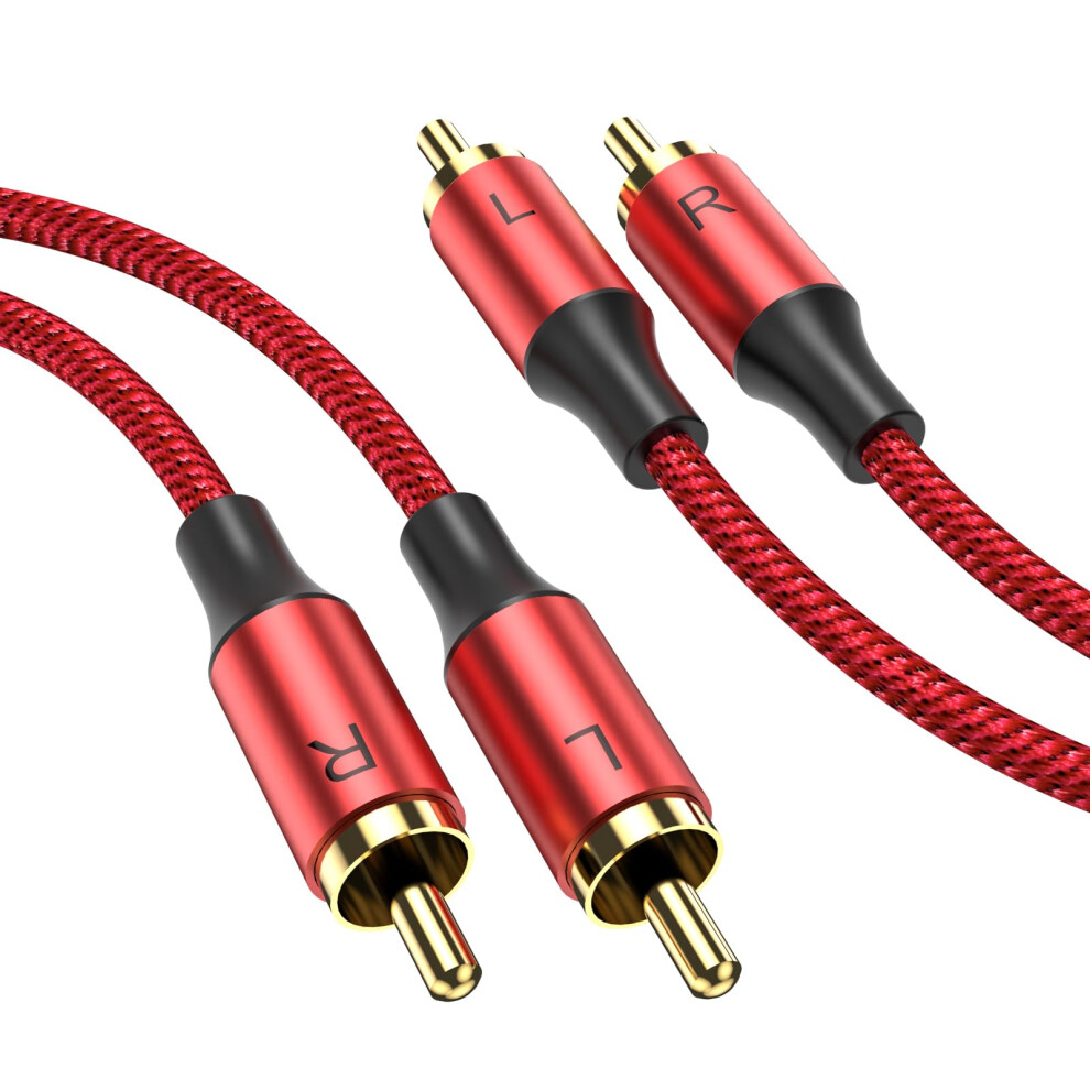 Moswag 2Rca Male To 2Rca Male Audio Cable - 6.6Ft/2M Rca Stereo Cord, Nylon Braided For Home Theater, Hdtv, Amplifiers, Hi-Fi Systems, Car Audio, Spe 93886925