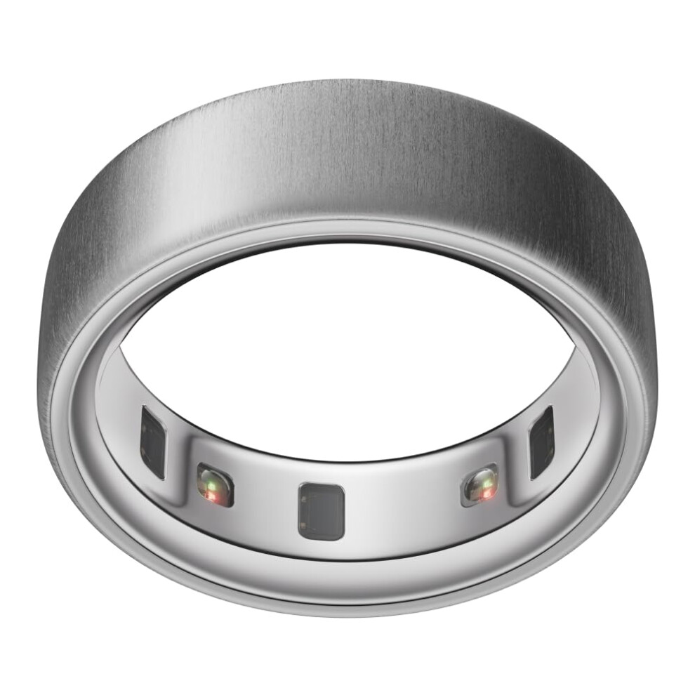 Oura Silver Ring 4 - Brushed - Size 7 - Smart Ring | Size First With Ring 4 Sizing Kit | Sleep Tracking Wearable - Heart Rate - Fitness Tracker