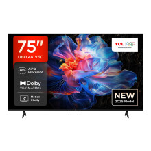 TCL 75V6C-UK 75" 4K Ultra HD, HDR TV, Smart TV Powered by Google TV (Dolby Audio, Voice Control, compatible with Google assistant, Chromecast built-i