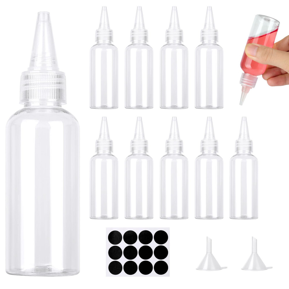 12Pcs 60Ml Squeezy Bottles With Nozzles, Small Squeeze Bottle, Squeezy Sauce Bottles, Clear Plastic Condiment Bottle With Funnels Labels F Amentalove