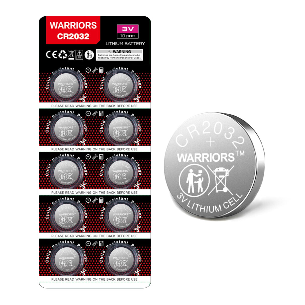 Photos - Other for Computer Warriors 10X 2032 CR2032 Batteries Coin Button Cell 3V 3 Volt Lithium 240mAH Battery Up to 70 Extra Life Child Resistant Saf