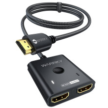 WARRKY HDMI Switch 4K 60Hz 2K 144Hz Bidirectional Switcher, [Aluminium Case, Nylon Braided] HDMI Splitter 2 in 1 out (ONLY 1 Monitor) Compatible with