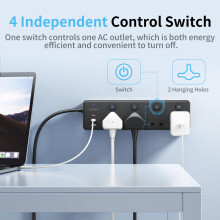 Extension Lead with 3 USB Slots(30W),4 Way Sockets Outlets Ports Extension Cable with 4 Individual Switches Surge Protected?Wall Mountable Extension