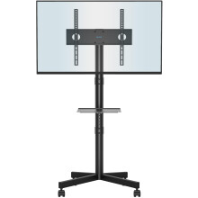 BONTEC Mobile TV Stand on Wheels, Free Standing TV Stand for 23-60 Inch LED LCD Plasma TVs, Rolling Floor TV Cart with Height Adjustable Laptop Shelf