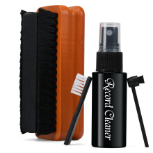 Vinyl Record Cleaner Kit: 4-in-1 Includes 2in1 Velvet & Microfiber Record Brush, Anti-Static Cleaning Solution Liquid, Stylus and Nylon Brush, Record