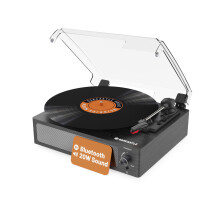 Vinyl Record Player With Speakers | Bluetooth 5.0 Turntable with AUX, RCA Output | Vinyl Player with Multi-Playback Speed & 45 RPM Adapter | Wooden H