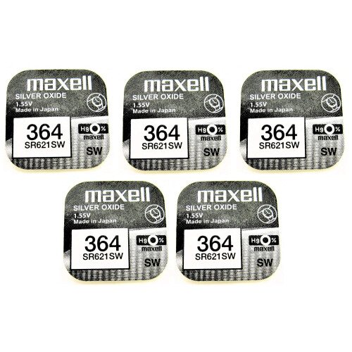 5 Maxell Watch Batteries Button cell SR621SW
