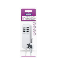 STATUS Extension USB Charging Hub | 6 x USB Charging Hub | White 4.5 amp | 1 Meter Extension Lead | A6USB1MTRWH1PKB3