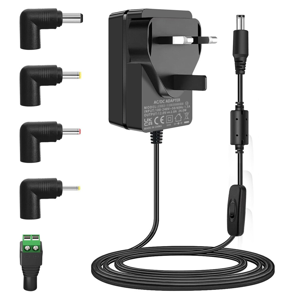 12V 2A Power Supply Adapter, 100-240V Ac To Dc 12 Volts Power Cable Fit For Dc In 12Vdc 300Ma 400Ma 500Ma 600Ma 700Ma 800Ma 900Ma 1000Ma 1500Ma 2000M 69236235