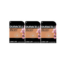 3X Duracell 376/377 SR626 SR626SW with Silver Oxide (3 Blister Packs of 1 Battery) 3 Batteries