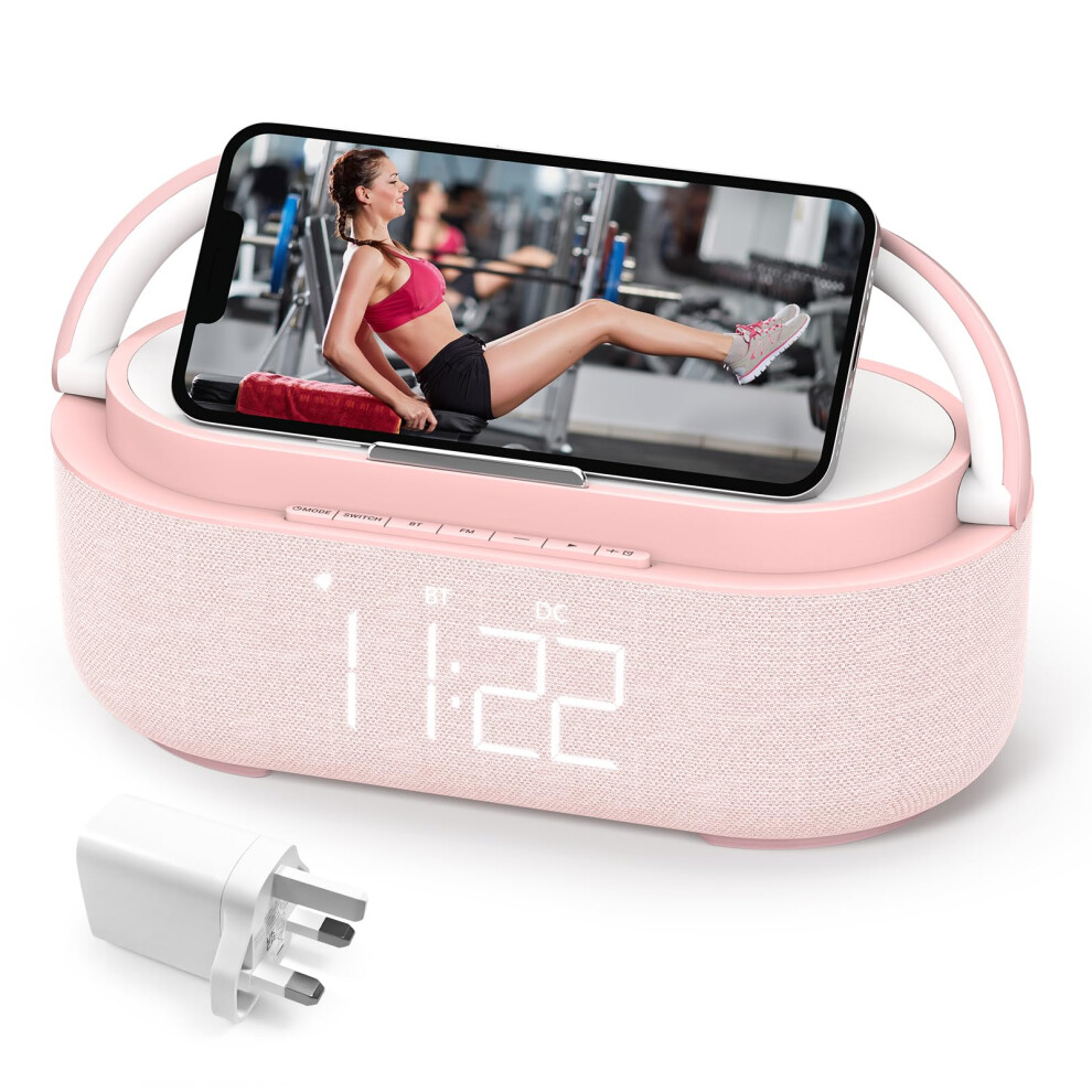 Colsur Bluetooth Speaker, 15W Fast Wireless Charger, Fm Radio, Bedside Night For Heavy Sleepers, Snooze, Dimmable Led Display, 2500Mah Battery Light 13106836