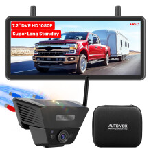 AUTO-VOX Solar Wireless Reversing Camera for Car,Van &Motorhome: 7.2" HD Screen, 1-Min Install,1080P Night Vision,Waterproof Reverse Camera,DVR Recor