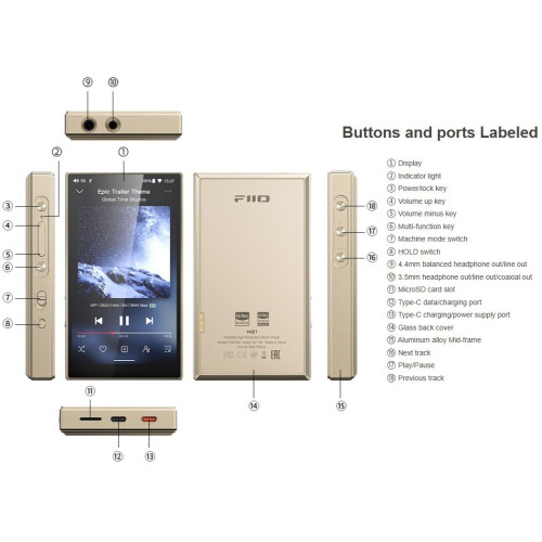 FiiO M21 Digital Audio Player (Titanium Gold) 2