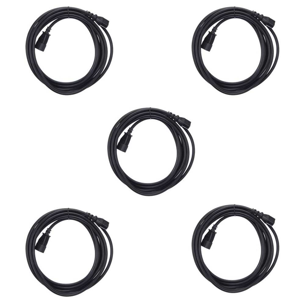 Isynq 10M 5 Pack Iec Power Extension Cable Kettle Male To Female Ups Lead C13 - C14 Mains 240V 10A 30501577
