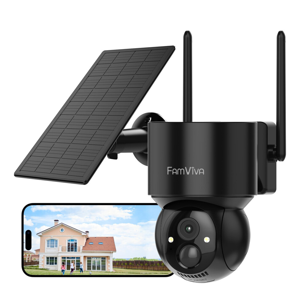 2K Solar Security Cameras Wireless Outdoor, 360Ptz Battery Powered Cameras For Home Security, 2.4G Wifi Outdoor Camera With Color Night Vision, Ip66 96207598