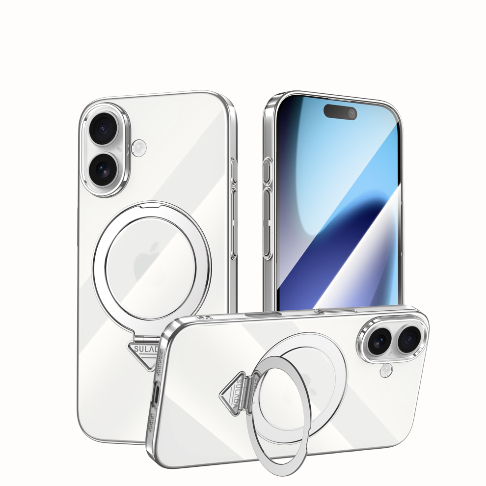Ultra-Thin Clear Case With Magsafe For Iphone 17 Built In Kickstand Â Silver 6925861119293