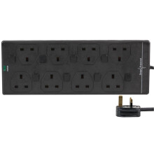 PRO ELEC PELB1940 3m 8 Way Individually Switched Surge Protected Extension Lead, Black