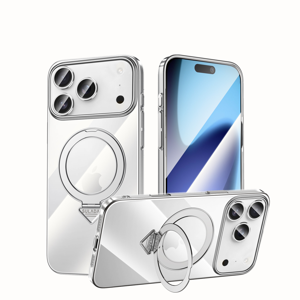 Ultra-Thin Clear Case With Magsafe For Iphone 17 Pro Built In Kickstand Â Silver 6925861119279