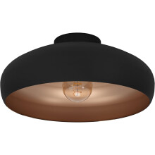 EGLO Mogano Vintage/Industrial Design Ceiling Light, Black Steel and Copper Coloured Kitchen or Hall Lighting, Ceiling-Mounted with E27 Socket