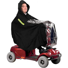 NNKJ Waterproof Rain Poncho for Mobility Scooter, Large Wind Proof Scooter cape Raincoat Reusable Made by Black Clear PVC Full Protection from Rain