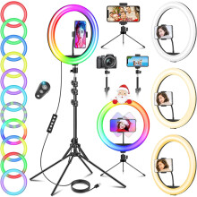 11.5'' Ring Light with Tripod Stand & Phone Holder Tall, GerTong LED Professional Selfie Circle Ringlight with Remote for Makeup YouTube, Floor/Des...