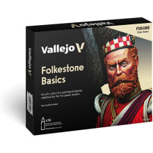Vallejo 70101 - Vallejo Model Color Folkstone Basics Acrylic Paint Set - 16 x Assorted 17millimeter Colour, Beige/Blue/Brown/Gold/Green/Grey/Orange...