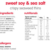 itsu Sweet Soy & Sea Salt Flavour Seaweed Thins 5g | Crispy Seaweed Snacks | Vegan | Low Calorie | Healthy Snack | Pack of 32