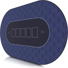 CSL XXL Poker Mat – round - 1000 x 600 mm - XXL mousepad - table mat large size - rubber base for stable grip on smooth surfaces – blue