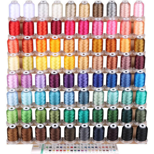 New brothread 80 Spools Janome Colours Polyester Machine Embroidery Thread Kit 500M Each Spool - NewColours Assortment
