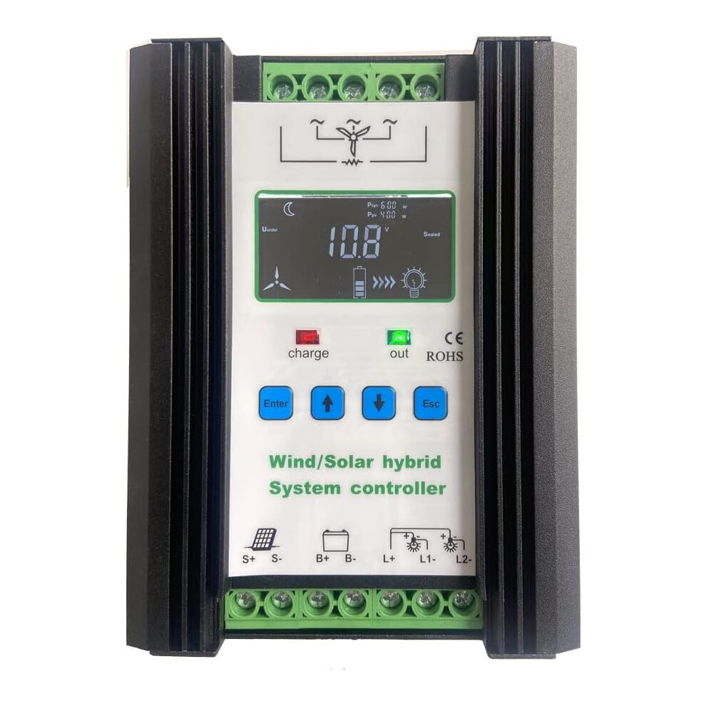 Solamr 1000W Pwm Wind Solar Hybrid Charge Controller 400W Solar And 600W Wind Hybrid Charge Controller 12V/24V Auto Identification System Voltage 797550116267
