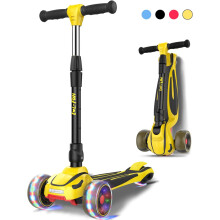 LOL-FUN 3 Wheel Toddler Scooter for Kids Ages 3-8 Years Old Boy Girl, Foldable Kids Scooter with 4 Adjustable Height, Extra-Wide Childrens Kick Sco...