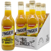 Big Zinger Turmeric 6x330ml - 30 shots - Plant based shots with golden turmeric juice - Natural kick - No added sugar