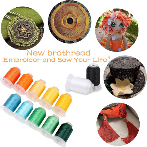 New brothread 80 Spools Janome Colours Polyester Machine Embroidery Thread Kit 500M Each Spool - NewColours Assortment 1