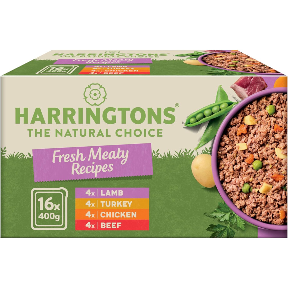 Harringtons Complete Wet Tray Grain Free Hypoallergenic Adult Dog Food Meaty Bumper Pack 16X400g - Chicken, Lamb, Beef & Turkey - Made With All Nat...