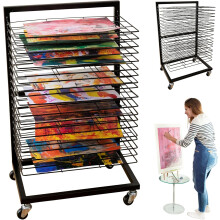 Art Drying Rack for Classroom | Functional & Mobile Paint Drying Rack | 25 Removable Shelves | Canvas Stand Art Storage | Painting Shelf with Wheel...