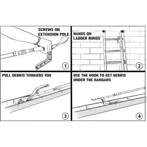 Gutter Cleaning Tool with extendable Pole - Scraper Cleaner Tool to Remove Leaves and Debris from gutters 2