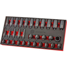 Britool Hallmark 32pc Standard & Deep Impact Socket Set (12-Point) 7-22mm - 3/8" Drive MSDPBSET32