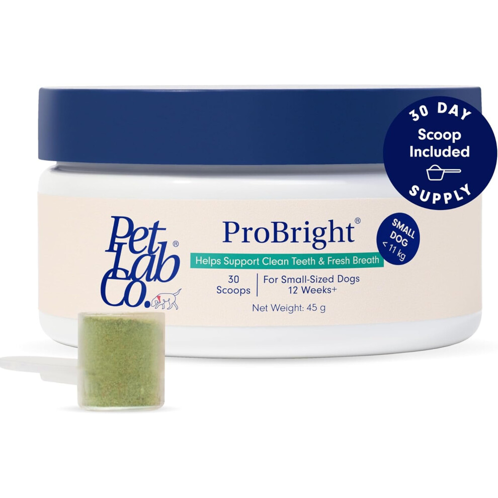 Petlab Co. Probright Dental Powder - Dog Breath Freshener - Teeth Cleaning Made Easy – Targets Tartar & Bad Breath - Formulated For Small Dogs