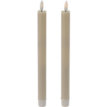 LED Table Candle Set of 2 - 25cm Beige Wax & ABS, Smooth Surface with Wave Top, Remote Controlled, Timer Function