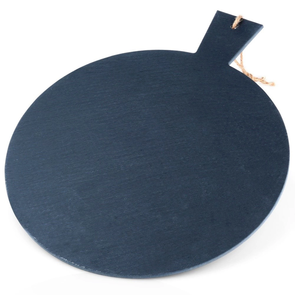 Slate Stone Serving Board 43 x 35 cm - Natural Black Slate Platter with Handle for Food & Cheese-image-OPC-PMGTT5N-NEW