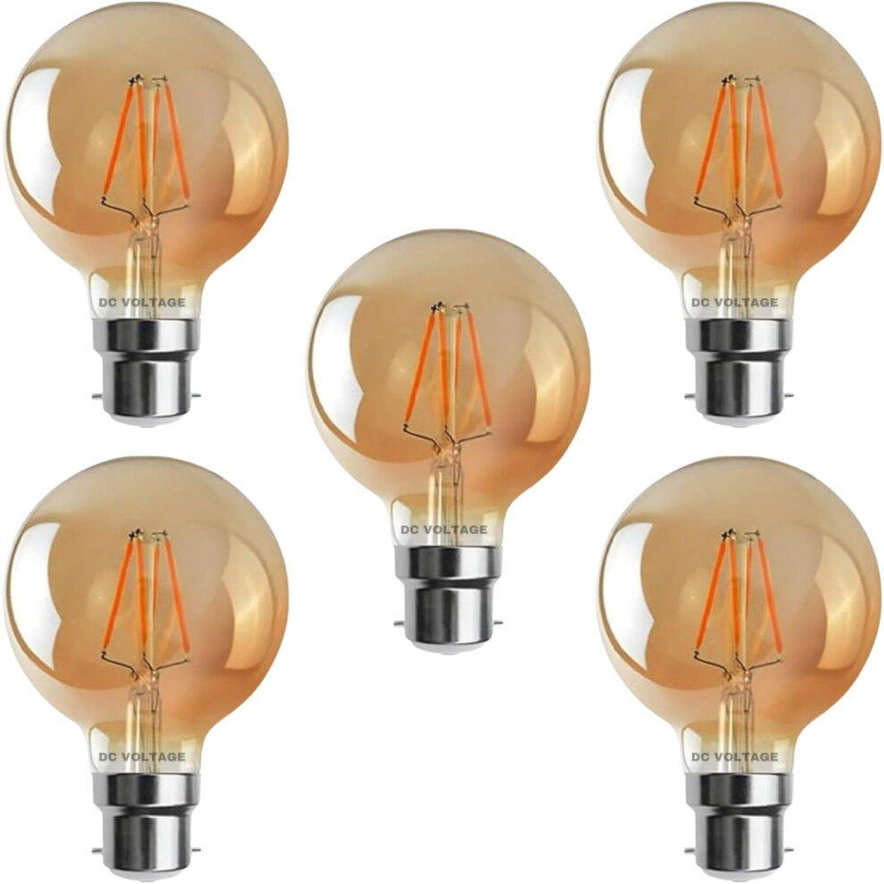 (5) Vintage Dimmable G95 Bayonet B22 LED Bulb 4W, Amber Globe Glass Decorative Filament Bulbs Amber Globe Glass Warm White Lighting 2700K-image-OPC-PMGTT6H-NEW