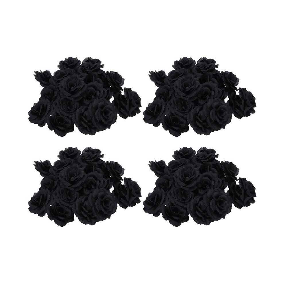 Semoic 80 Pcs Black Rose Artificial Silk Flower Party Wed
