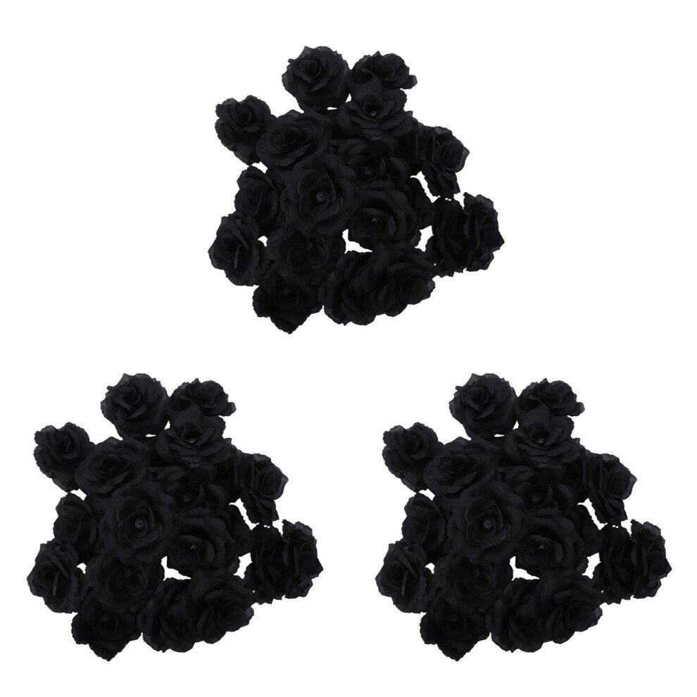 Semoic 60 Pcs Black Rose Artificial Silk Flower Party Wed