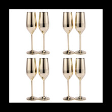 8Pcs Shatterproof Champagne Glasses Brushed Gold W