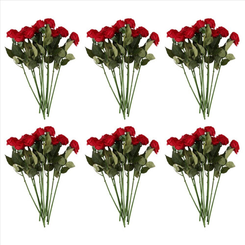 60 Pcs Latex Real Touch Rose Decor Silk Flowers Fl