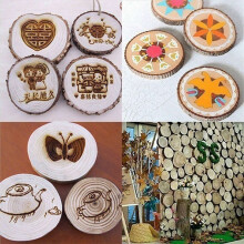80Pcs 3-4CM Unfinished Natural Round Wood Slices C