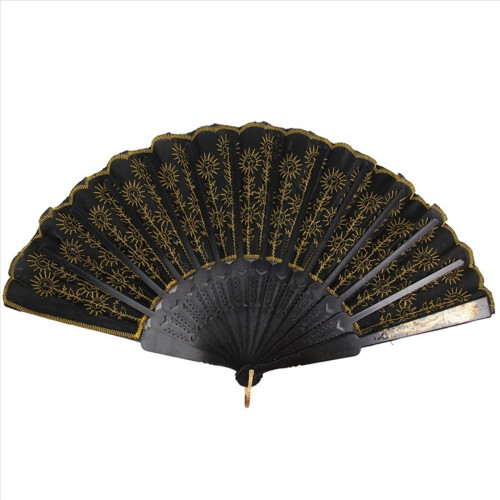 24 Pieces Sequin Fabric Folding Fans Hand Flower L 1